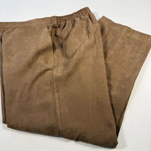 Alfred Dunner Women Brown Faux Suede Elastic Waist‎ Pull On Pants Size 12